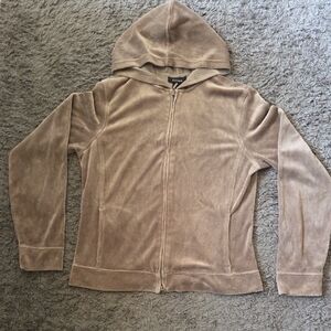 EUC Express Sz L Olive Green/Brown Velour Hoodie